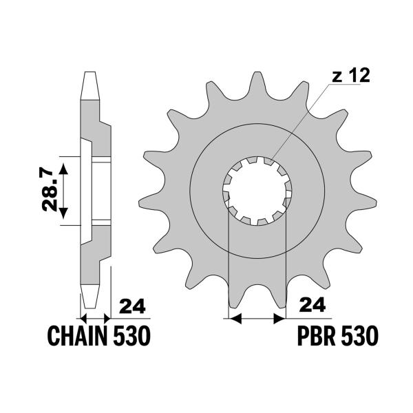 PBR front sprocket Z17 teeth 530 size Kawasaki ZZR1100 1990-1992