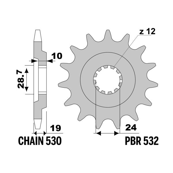 PBR front sprocket Z17 teeth 530 size Kawasaki ZXR1000 Tomcat 1988-1990