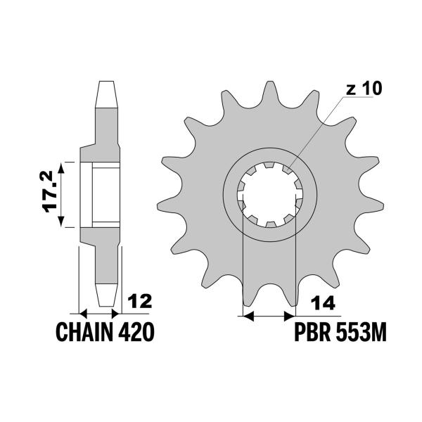 Pignone PBR Z10 denti passo 420 Gilera GSM/ HaK/R/RK 50 1997-2001