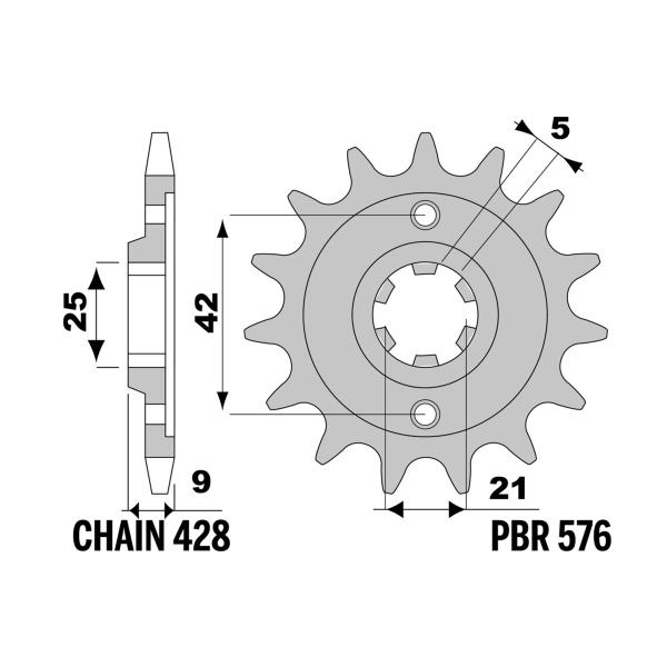 PBR front sprocket Z19 teeth 428 size Yamaha XT350 2V/4V (55V-3YT) 1985-1998