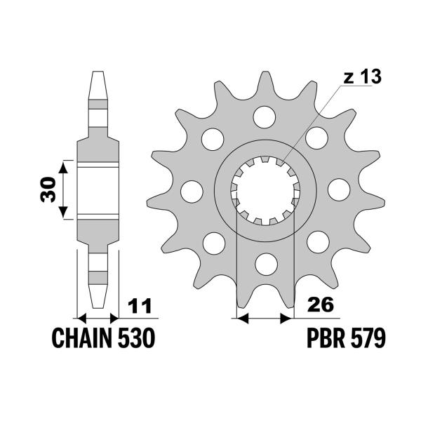 Pignone PBR Z16 denti passo 530 Yamaha FZ1 /Fazer 1000/ABS 2006-2015