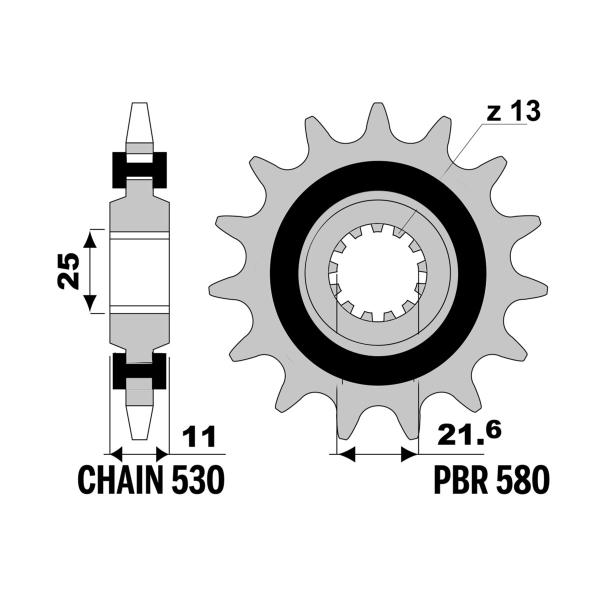 PBR front sprocket Z16 teeth with rubber 530 size Yamaha FZ6 /Fazer/S2 600 2004-2010