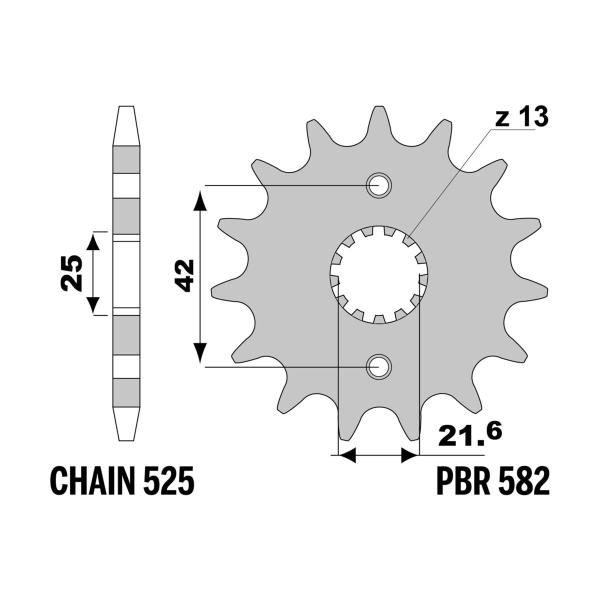 PBR front sprocket Z16 teeth 525 size Kawasaki ZR750 Zephyr C1-4 1991-1994
