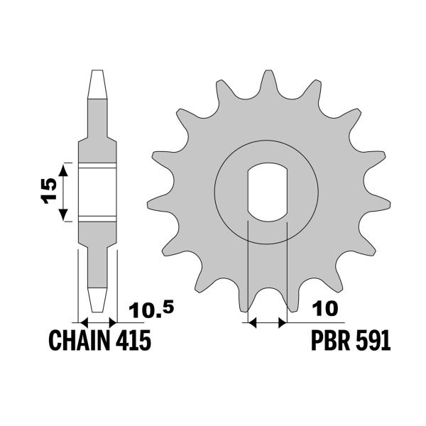 PBR front sprocket Z13 teeth 415 size Aprilia ET50 Tuareg 1982-1985
