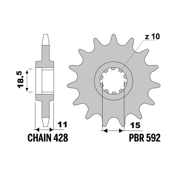 PBR front sprocket Z13 teeth 428 size Fantic Motor Enduro 80 1983-1993