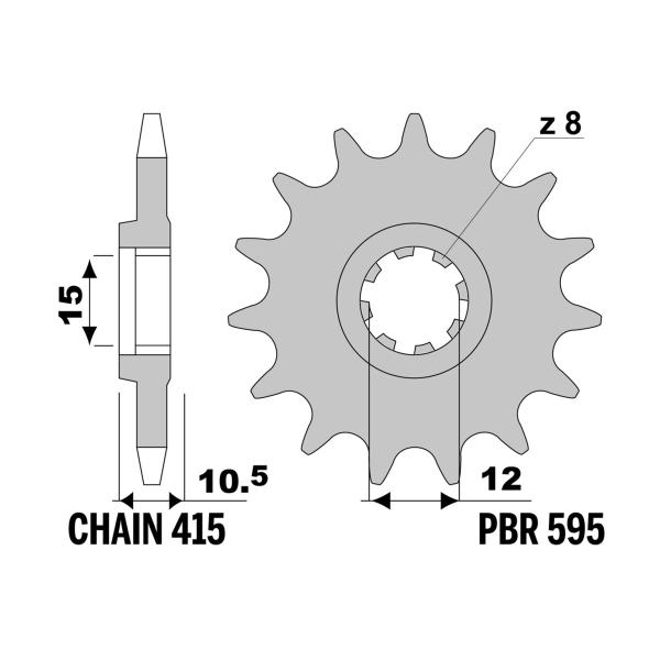 Pignone PBR Z13 denti passo 415 Aprilia ET50 Fire 1988-1988