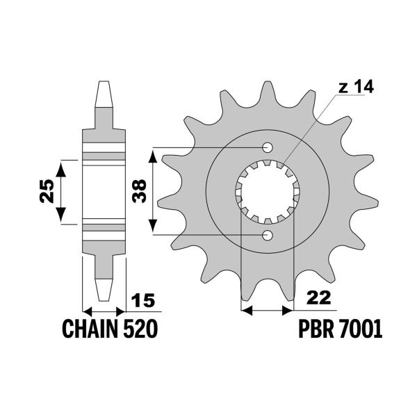 PBR front sprocket Z15 teeth 520 size Ducati Paso IE 907 1992
