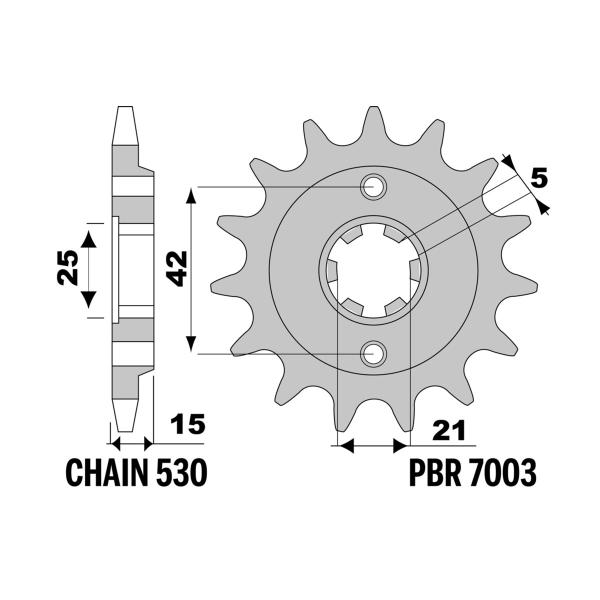 Pignone PBR Z15 denti passo 530 Ducati Pantah 500 1981-1982