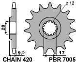 Pignone PBR passo 420, 12 denti per KTM SX60 1998>2001