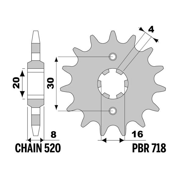 Pignone PBR Z12 denti passo 520 Cagiva WMX 125 1989-1989