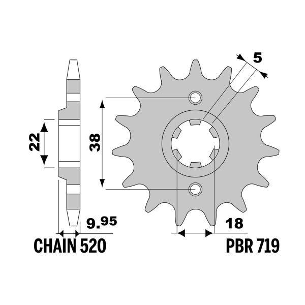 PBR front sprocket Z15 teeth 520 size Cagiva MXR250 1980-1980