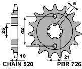 Pignone PBR passo 520, 15 denti per Cagiva 600 CANYON 1996>1999