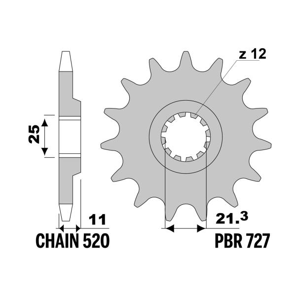 Pignone PBR Z14 denti passo 520 Husqvarna TE250 2002-2004